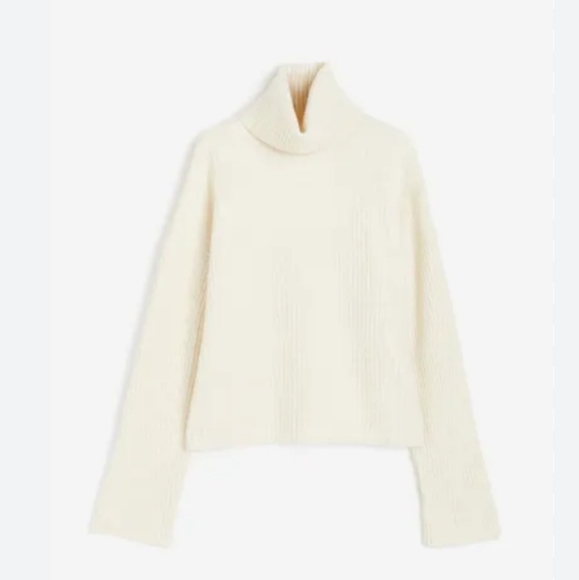 H&M Sweaters - Oversized Turtleneck Sweater, Cream, Size XL, By H&M